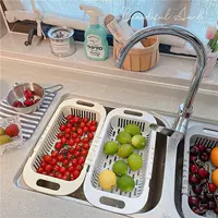 *Beautiful little aunt*Simple kitchen telescopic sink, plastic dishes, drain, tableware, tableware, draining basket