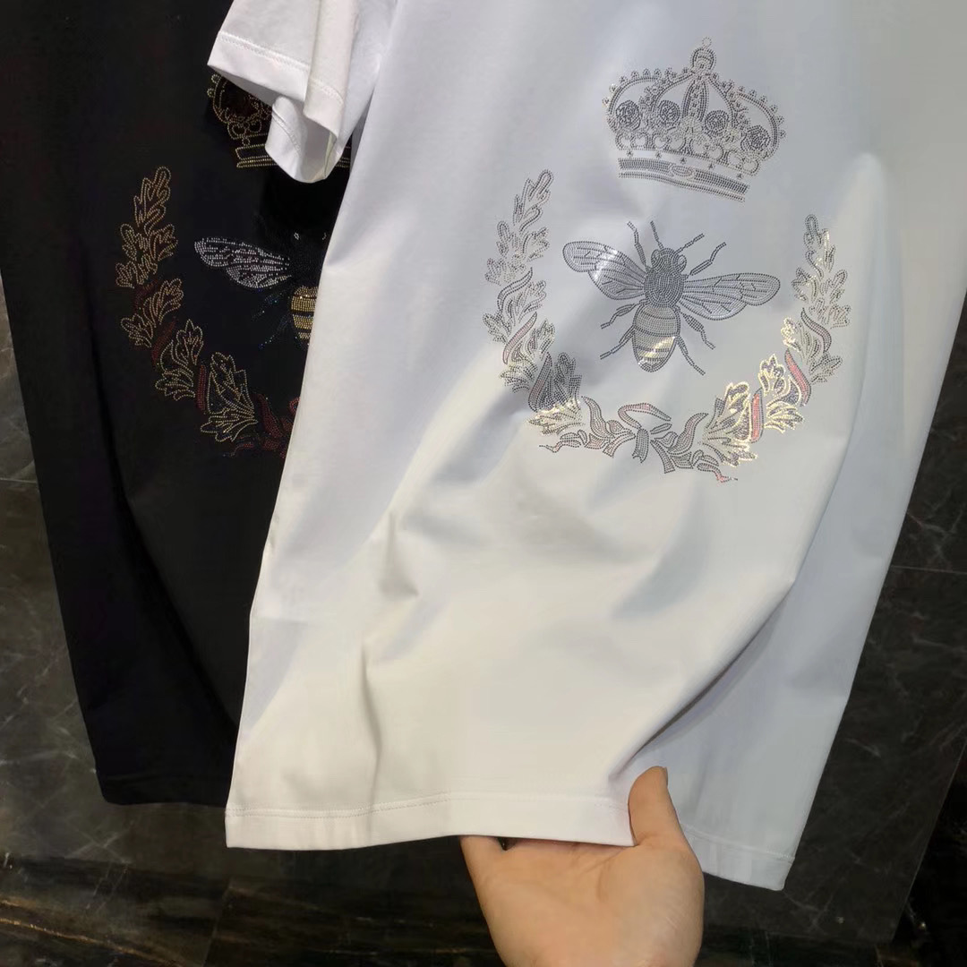 Heißer Diamant Little Bee Reine Baumwolle T-shirt männer Kurzarm 2023 Sommer Mode INS männer Halbe Hülse_voghion.com