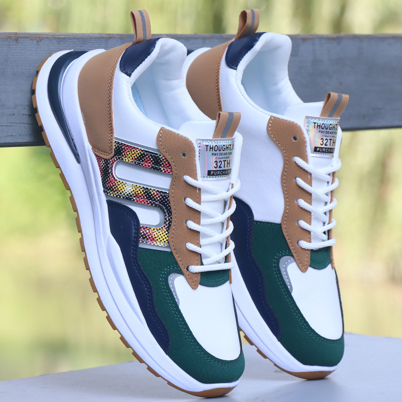 Zapatos de hombre nueva zapatilla de superficie de cuero impermeable zapatos de moda para hombres zapatos casuales ligeros versátiles zapatos de correr antideslizantes de fondo suave para hombres