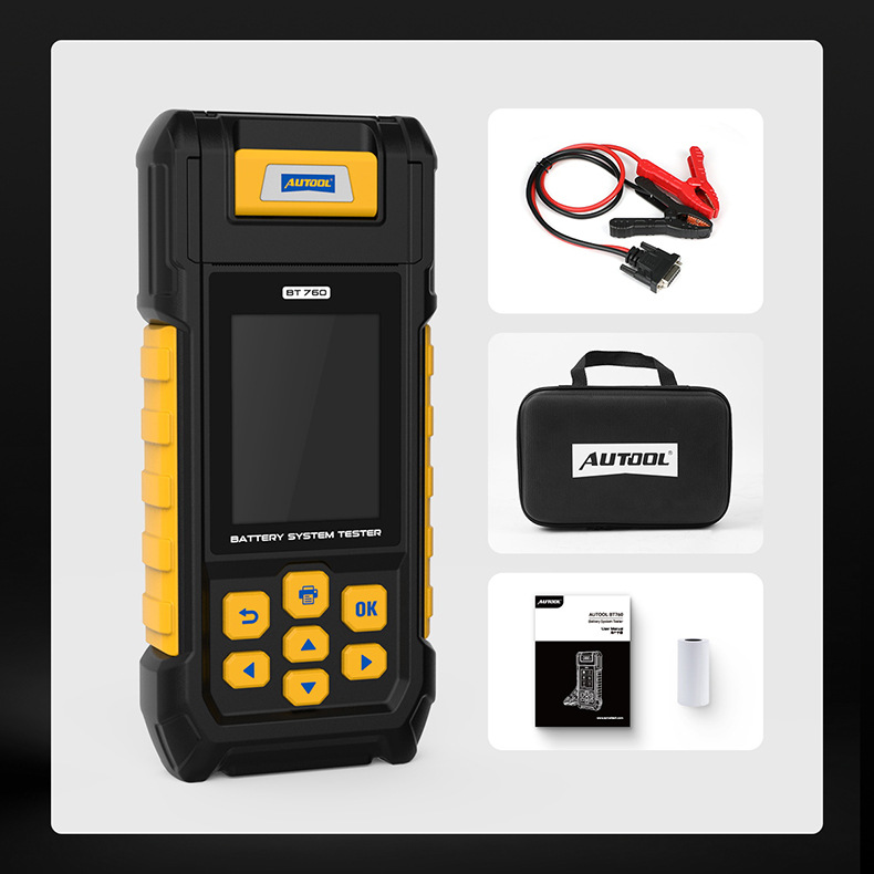 Probador de baterías AUTOOL BT760 detecta la resistencia interna de baterías de 12V y prueba baterías de automóviles.