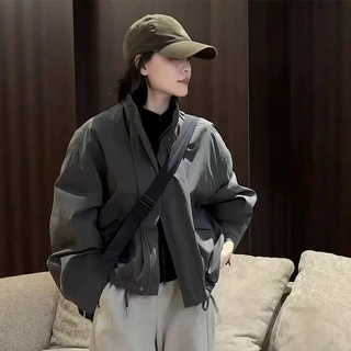 休闲立领冲锋衣夹棉加厚外套女2026春季新款小个子棒球服夹克上衣