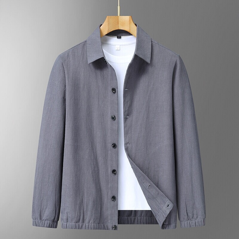 Men's Laps Jacket 2025 Spring New Men's Middle-aged and Elderly Business Casual Solid Color Dad Cotton and Linen Jacket