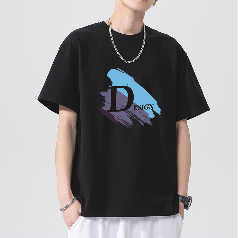 Camiseta de manga corta de los hombres de algodón de manga corta pie 230G pesada suelta marca de moda verano cuello redondo Camiseta de los hombres