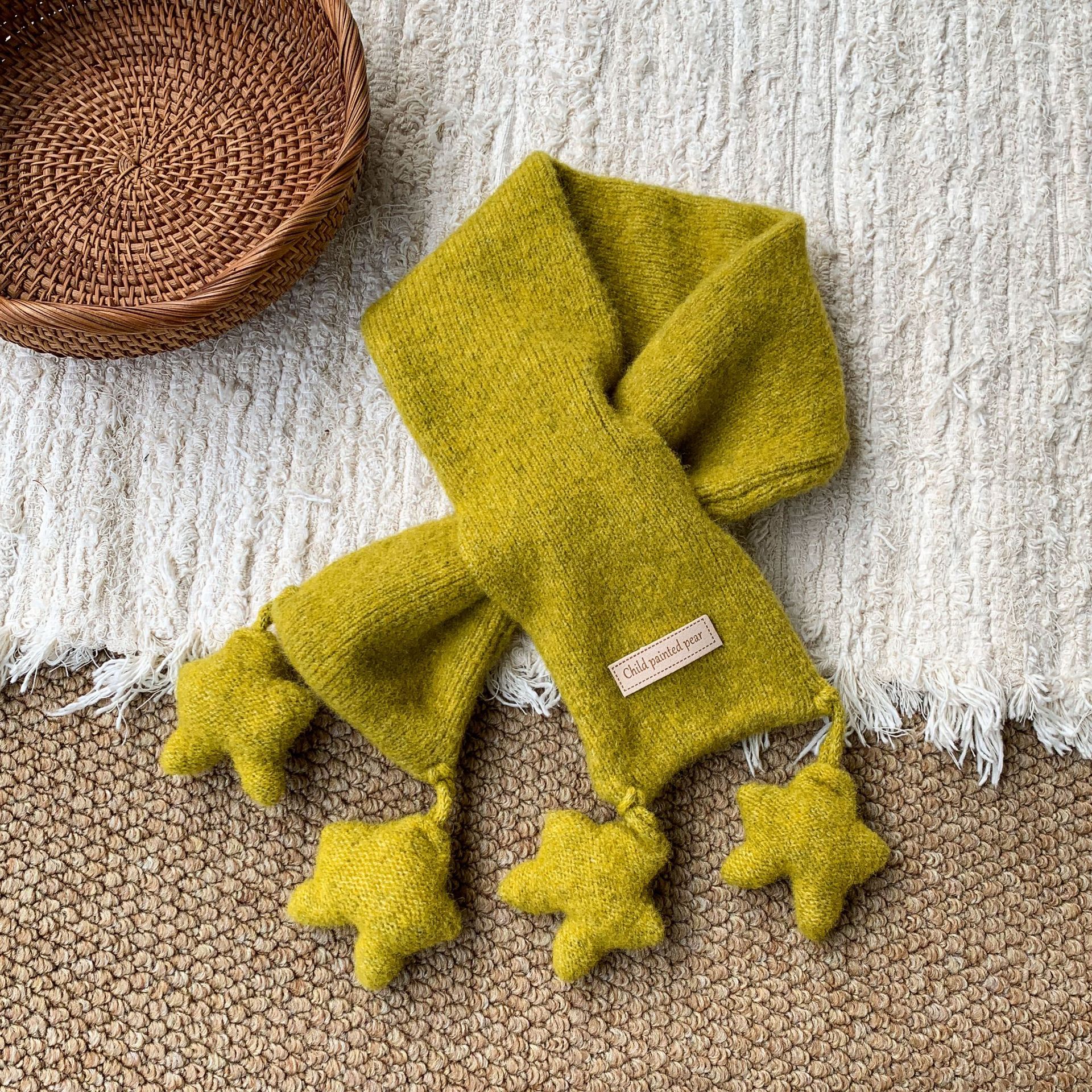 Bufandas de invierno para niños 2025 nuevo engrosado calentamiento estrellas de lana de punto para niñas baby bib