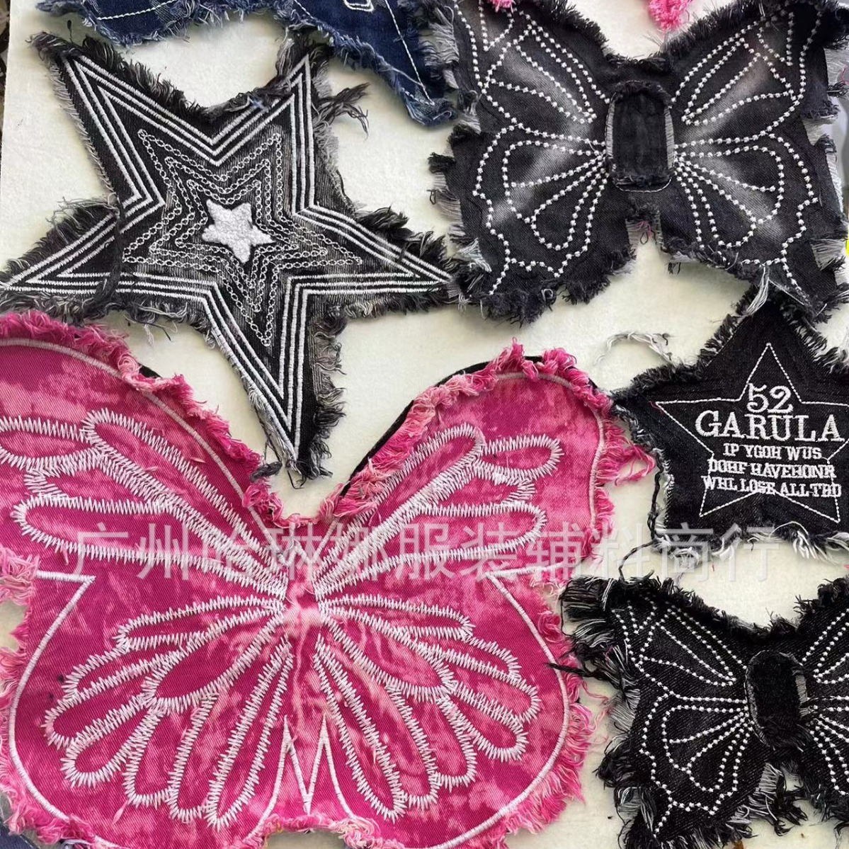 现货批发刺绣牛仔布爱心布贴服装包包饰品辅料装饰补丁贴diy