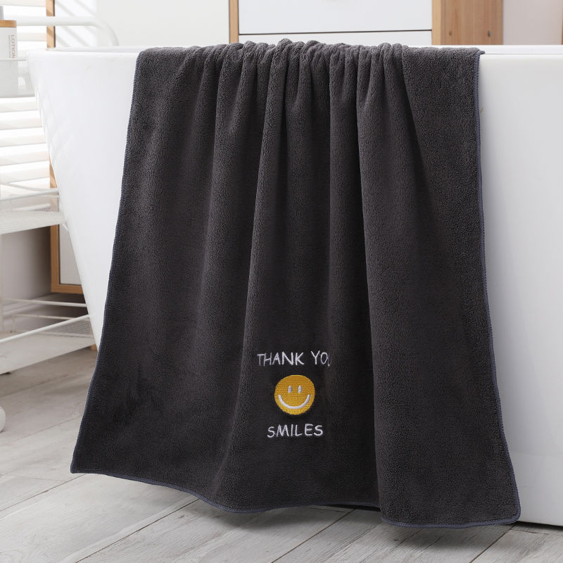 SMILES dark gray-bath towel