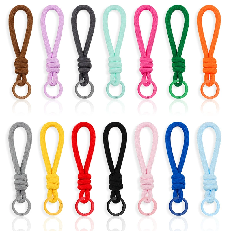 Нейлоновый монохромный плетеный веревочный брелок для ключей, мужской и женский карабин, пара, ручная веревочная сумка, подвеска, ремешок для мобильного телефона, ключ