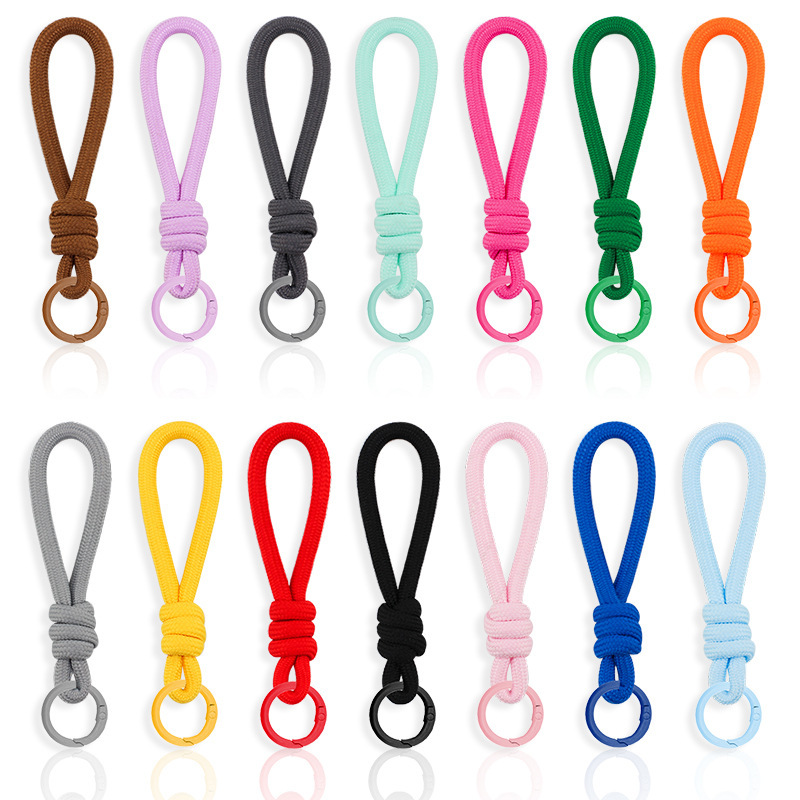 Nylon Monochrome Braided Rope Keychain Lanyard Men's and Women's Carabiner Couple Hand Rope Bag Pendant Mobile Phone Lanyard Key