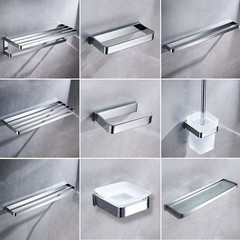 全銅浴室毛巾架鍍鉻浴巾架壁掛式衛生間單雙杆雙層置物架掛件套裝