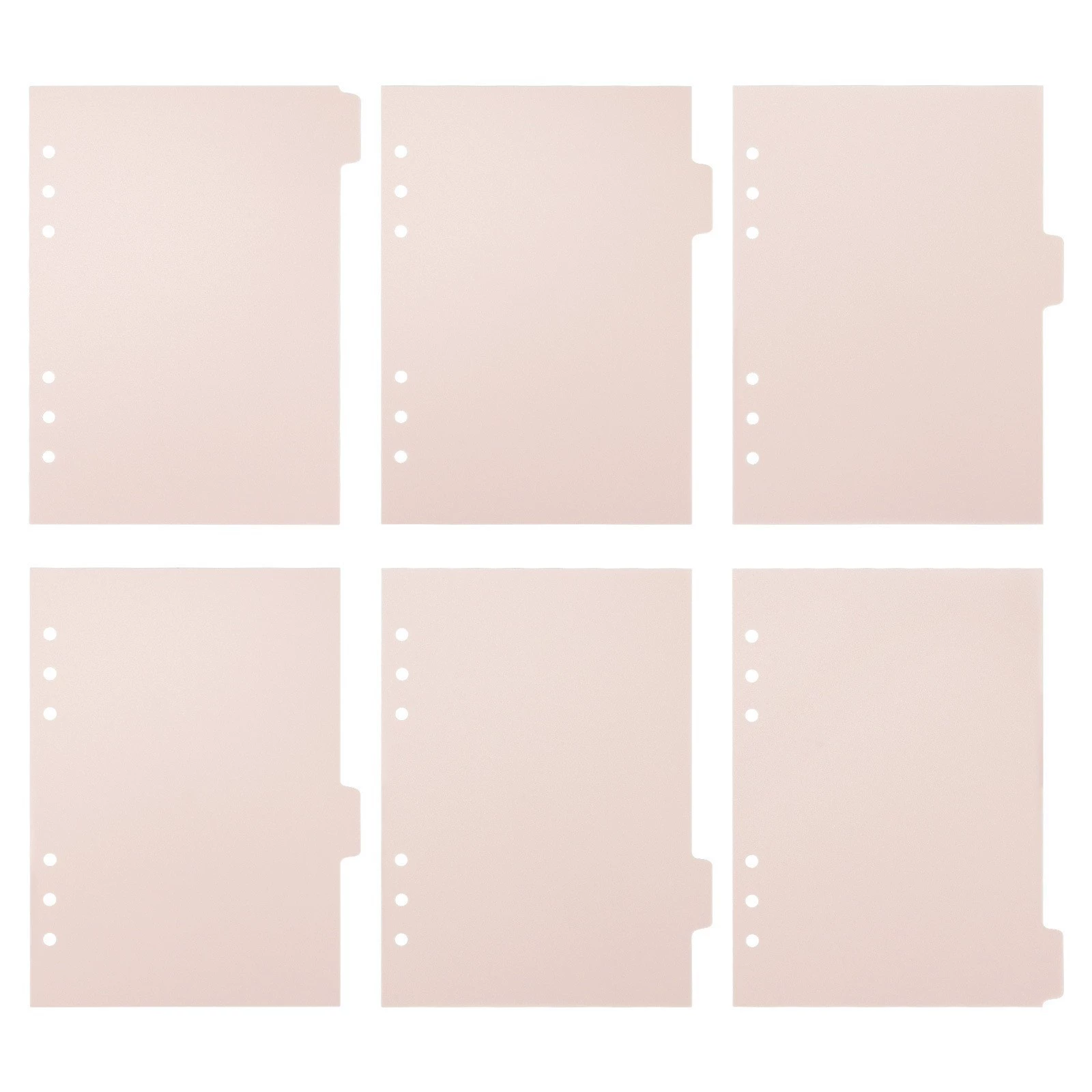 Planner inserts light pink 6‑hole, A7/A6/A5 tab dividers (6 pages) PP notebook inserts