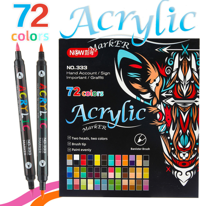 Amazon 双頭 2 色アクリルマーカーペン学生速乾性クリエイティブ DIY ソフトヘッド落書き絵画水彩ペン|undefined
