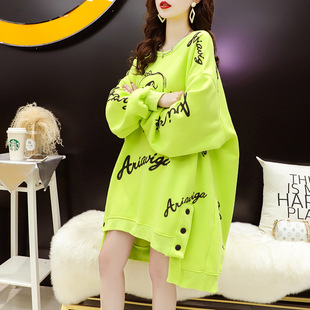 Thin Round Neck Sweatshirt for Women Autum Ins2025 Autum New Loose Korean Style Mid-Length Hooded Sweatshirt for Women Wholesale