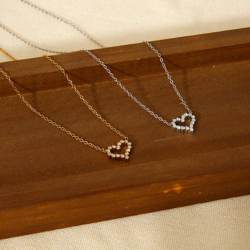 1 Piece Quantity Daily, Date Occasion 304 Stainless Steel Material Wholesale Jewelry IG Style Simple Style Heart Shape 304 Stainless Steel 16K Gold Plated Plating Pendant Necklace Cable Chain