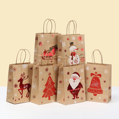 クリスマス手提げ袋アマゾンパーティープレゼント袋片面箔押しクラフト紙袋包装袋卸売り