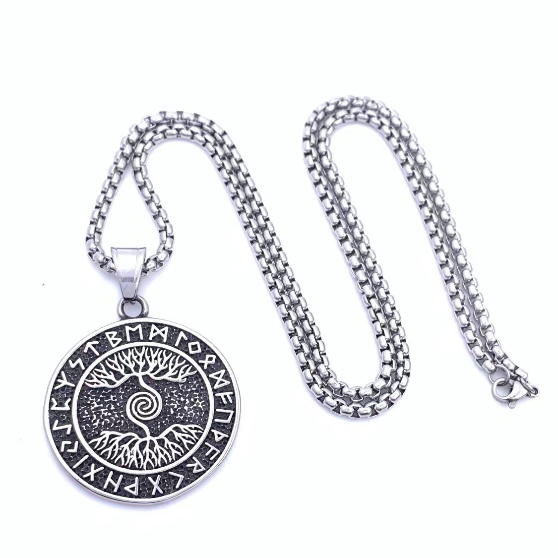 Tree Pattern Retro Punk Tree 304 Stainless Steel Men's Charms Pendant Necklace