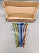 跨境热销亚马逊lazada虾皮热销高硼硅玻璃吸管套装20cm彩色玻璃球