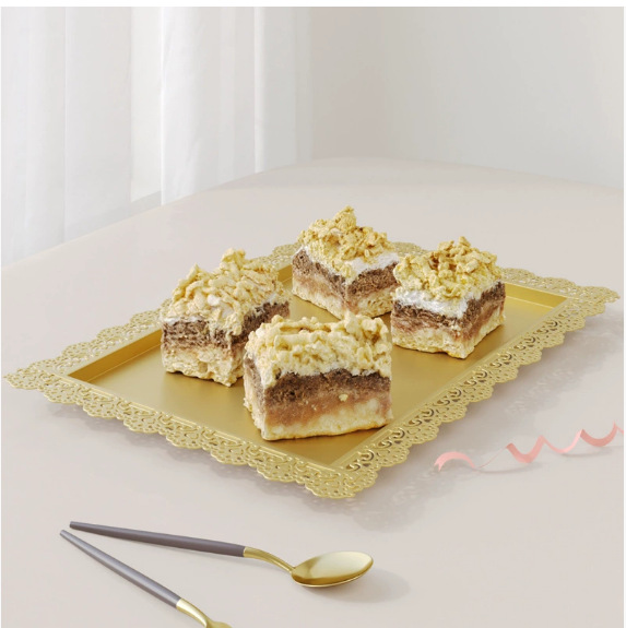 Transfronterizos de hierro forjado pastel plato de postre plato cuadrado plato europeo plato rectangular plato de punto occidental plato de té de encaje blanco