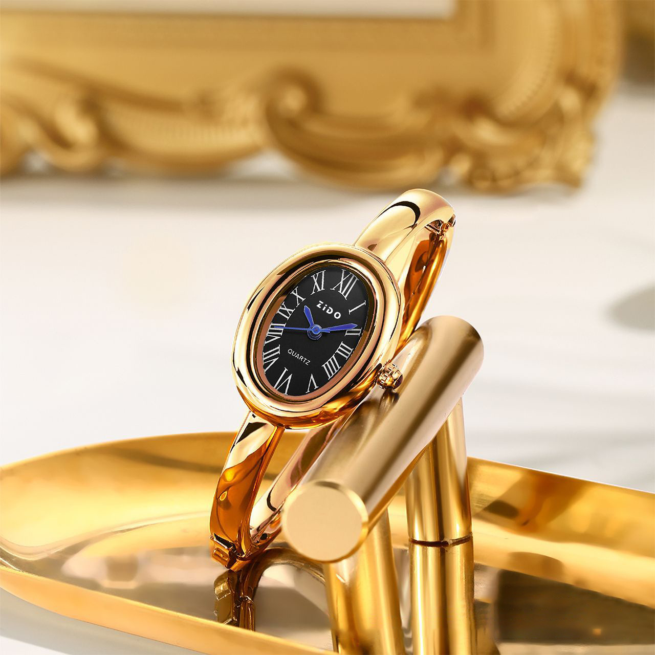 S001 gold shell black surface