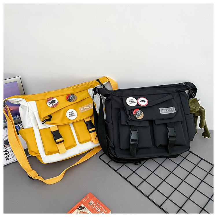 Korean ins fashion single-shoulder crossbody bag, trendy brand color sports bag, middle and high school schoolbag, college student class backpack undefined