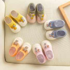 夏季棉质新生儿学步鞋卡通猫咪儿童室内硅胶鞋防掉宝宝鞋袜软底鞋