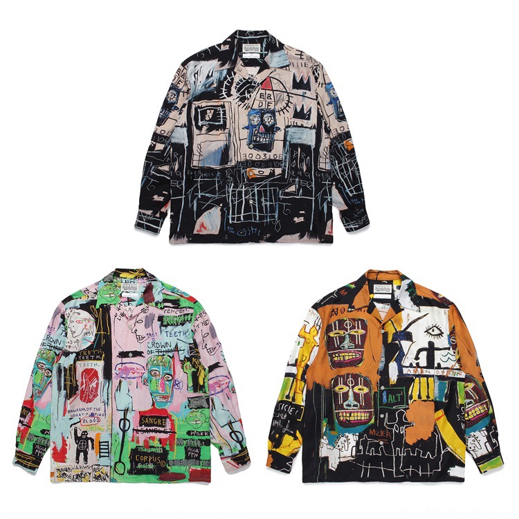 Abbigliamento maschile nuova Heaven Tokyo Basquiat joint camicia a maniche lunghe per uomo e donna_voghion.com