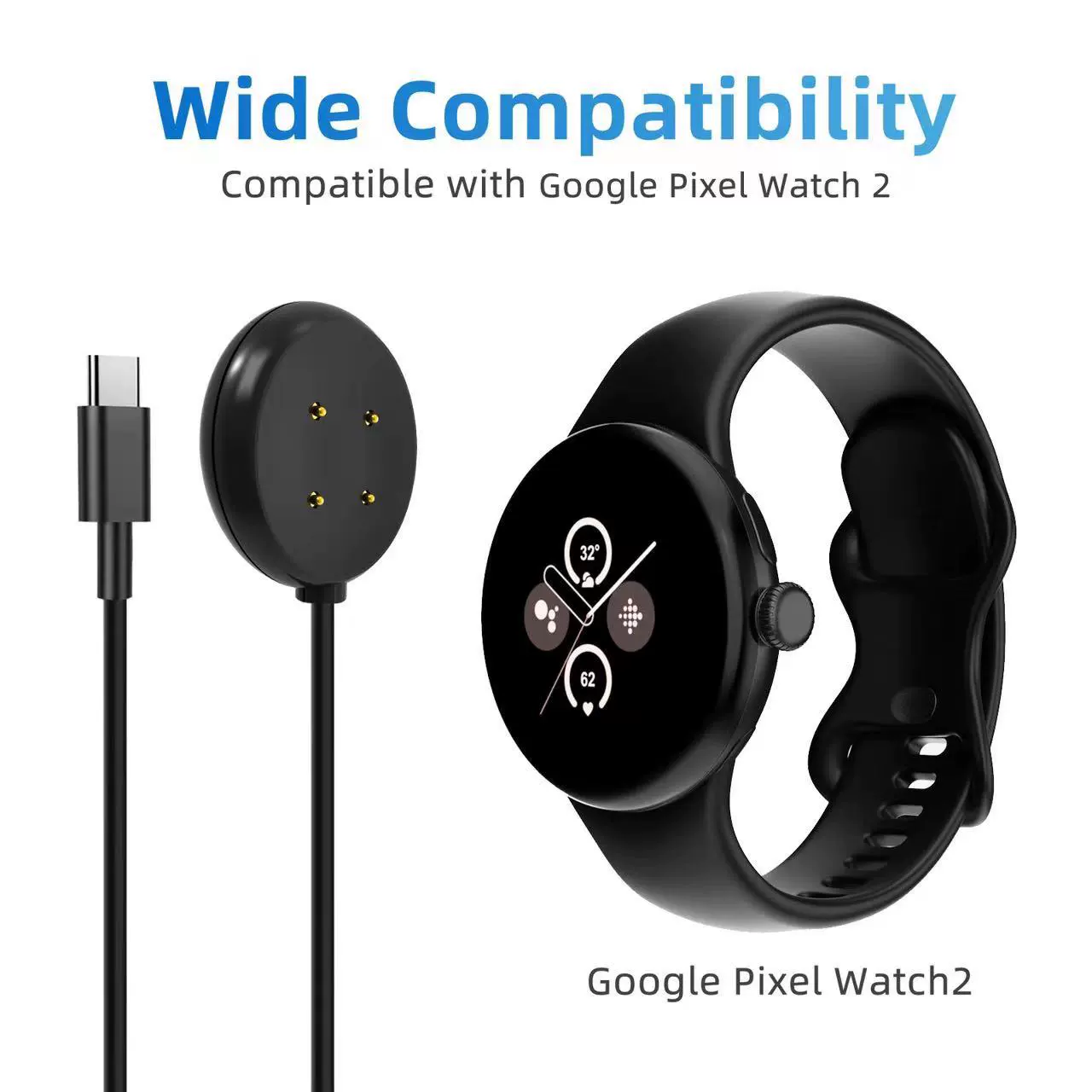 Подходит для Google Watch Charging Cable Google Pixel Watch2 Magnetic Charger Google Smart Bottom