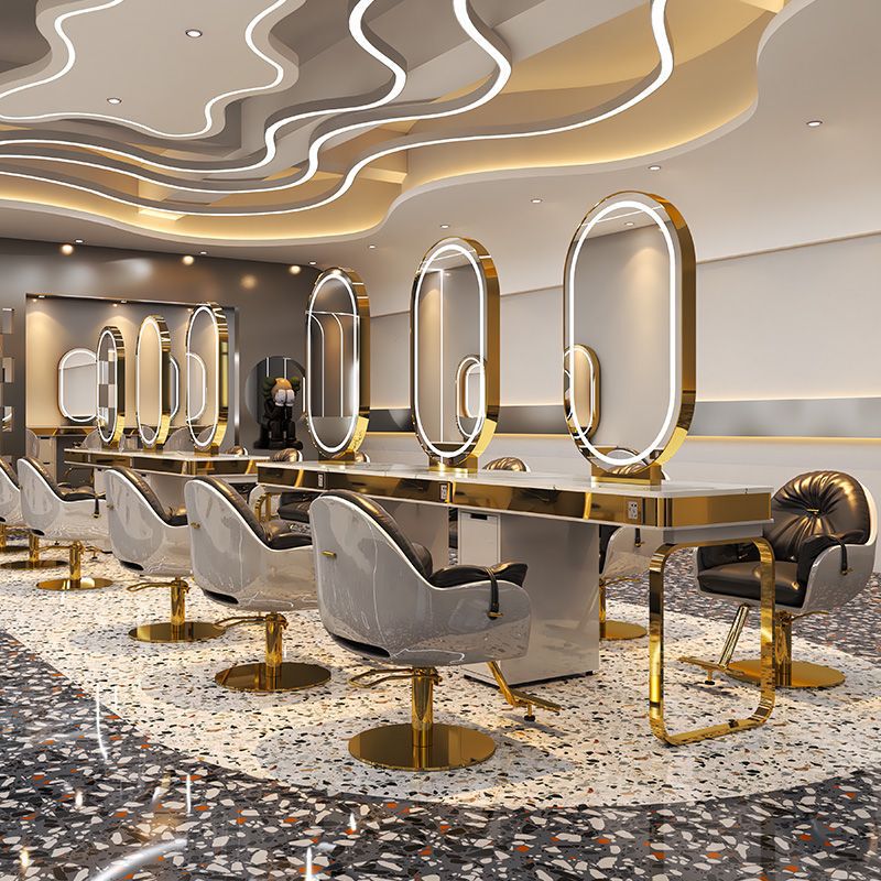 理髪店ミラーテーブル、理髪用片面パーマ・染めカットミラーキャビネット、ステンレス製ヘアサロン専用大理石パーマ・染めテーブル|undefined