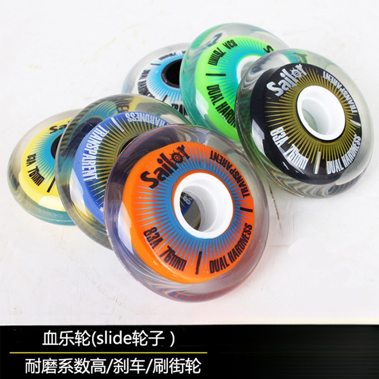Roller Skates Rubber Pu Wheels 85A-90A High Elastic Wear-Resistant Brake Flat Flower Wheel Skates Accessories Roller Skate Wheels