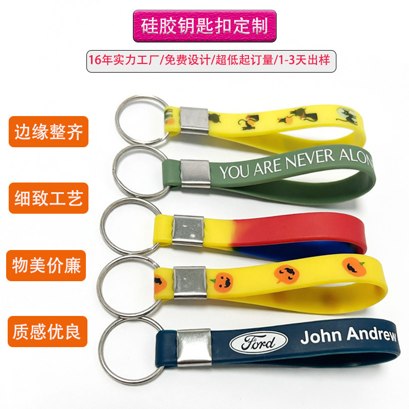 Professional Custom-Made Flat Uv Color-Printed Silicone Keychains, Double-Sided Printed Pendants, Cute Cartoon Bag Accessories, Custom-Made
