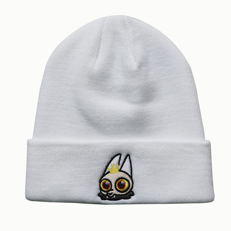 Chapeau tricoté avec broderie de lapin de jeu de dessin animé pour hommes et femmes, chapeau chaud en laine hexagonale pour l'extérieur, automne et hiver, chapeau froid_voghion.com