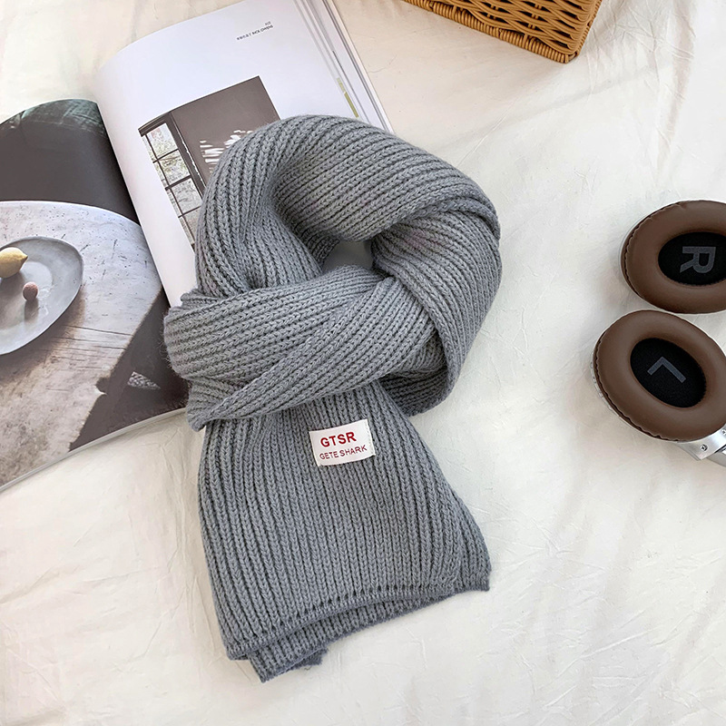 Bufandas coreanas 2025 nuevo engrosado calentamiento suave glutinoso clay azul sólido lana bufandas de cuello al por mayor