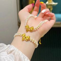 沙金饰品新中式复古风在逃公主蝴蝶结手链女款小众久不掉色首饰品