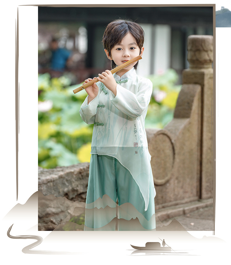 Boy's Hanfu children's clothing 2024 New Spring boy's ancient style spring clothes improved national style Tang suit spring and autumn performance clothes