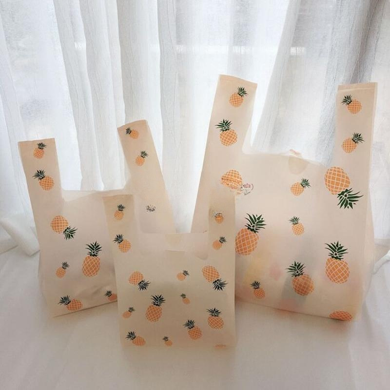 摆地摊装东西袋子网红可爱菠萝打包塑料袋通用背心袋快饰品礼品袋