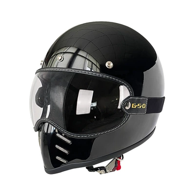 Foreign Trade Export Fiberglass Retro Motorcycle Helmet Full-Face Electric Motorcycle Helmet for Men and Women, Winter and All-Season Safety Helmet 3C (Motosiklet kaskı (dəbilqə)) - starry-sky-black-transparent-mirror-m55-56