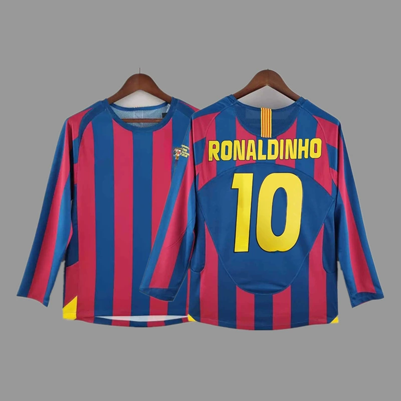 Футболка в ретро- стиле длинный рукав из трикотажа для футбольной сборной Beckhamzine Messi C Ronaldo классическая национальная форма