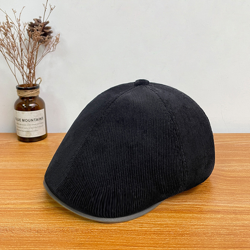 Boina inversa de primavera y otoño japonés retro color sólido rayas hacia adelante sombrero mostrando la cara pequeña pintora versátil sombrero de niño de periódico image 45