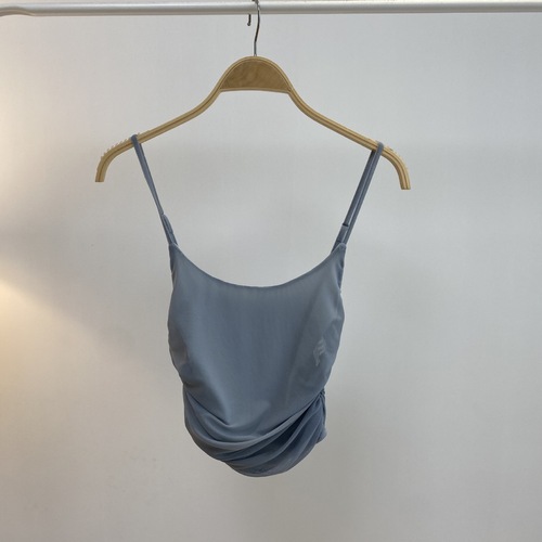 Small V-Neck Ruffled Retro Mesh Backless Top with Adjustable Straps