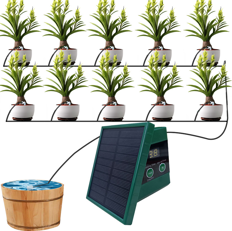 Sistema de riego solar por goteo transfronterizo caliente inteligente horario jardín riego de flores planta riego automático fabricantes