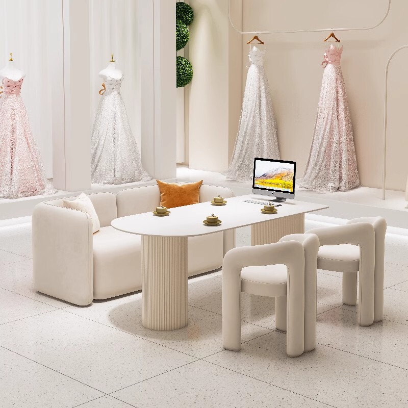 Studio Bridal Shop Reception Negotiation Sofa Table and Chair Beauty Salon Rest Area Talk Single Table Nail Shop Studio Card Seat