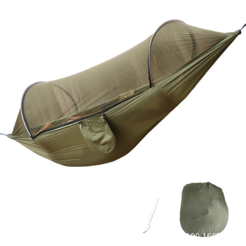 Hamaca con mosquitera para uso en exteriores, hamaca antimosquitos de apertura rápida, cama colgante antivuelco para camping y ocio. image 6