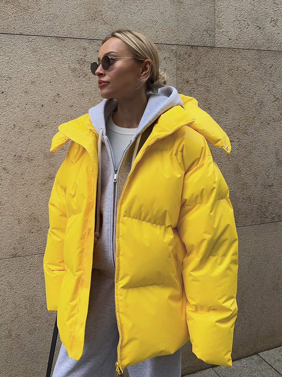 Women's Puffer Jacket Cotton Loose Warm Solid Colour Winter Coat_voghion.com