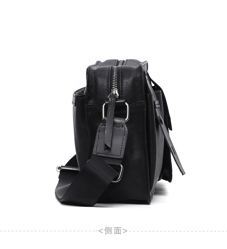 Túi đeo chéo nam da bò lớp đầu sức chứa lớn 27×9×18 cm — Màu đen chi tiết 13
