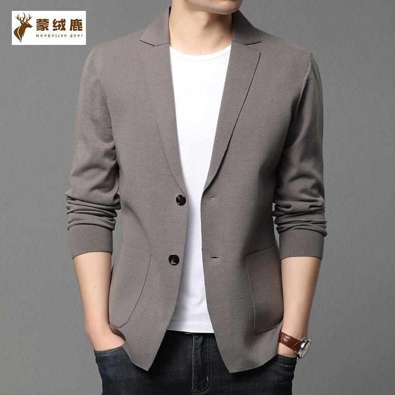[Factory direct sales] Spring and Autumn Handsome Men's thin knitted cardigan sweater fashion casual slim fit small suit jacket fashion