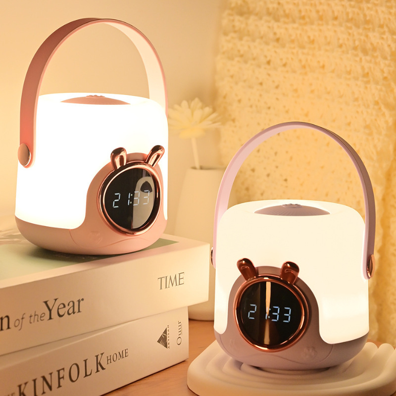 Lindo mascota Reloj portátil luz hogar inteligente control remoto USB carga pantalla digital Reloj despertador protección para los ojos atmósfera luz nocturna