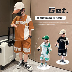 Boys' Summer Fashion Viral Short Sleeve Set Cool and Stylish 2024 New Middle and Big Kids Children Summer Trendy Boys Fashion