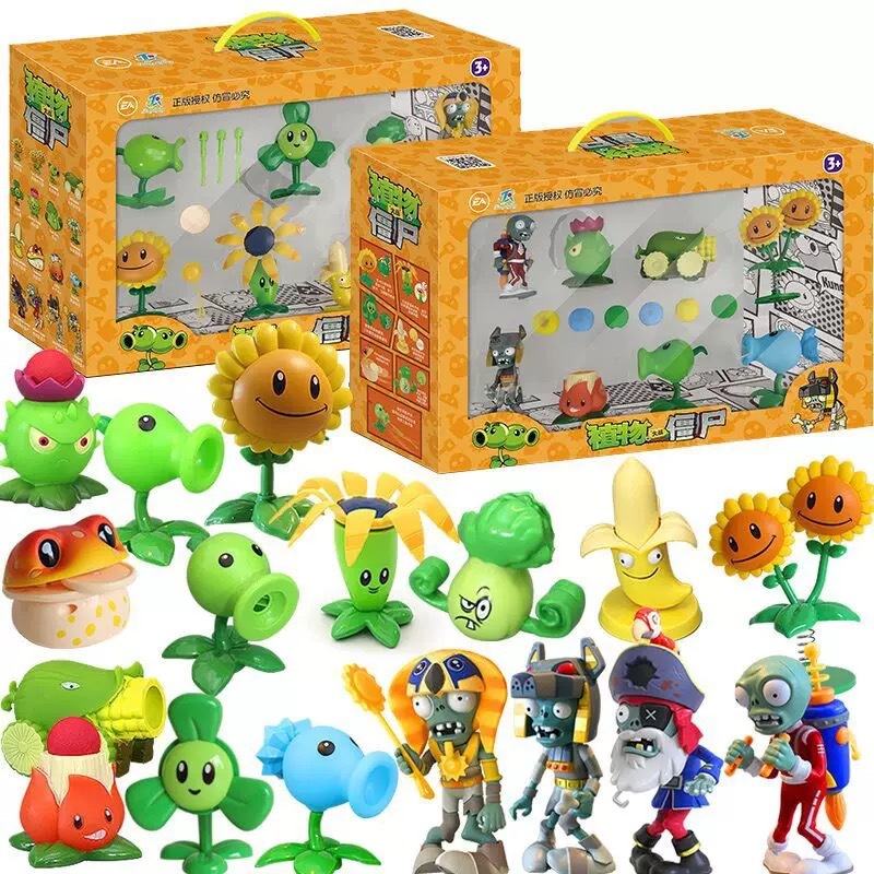 Juguetes de Plantas contra Zombis, juego completo de goma suave, lanzador de guisantes, juego para niños, regalo para niños, figuras