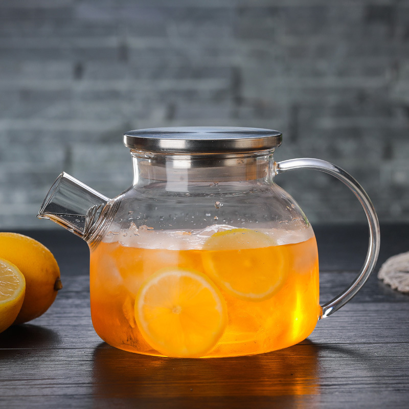 Tetera de vidrio gruesa resistente al calor Tetera pequeña resistente a altas temperaturas Tetera de flores con filtro de acero inoxidable Juego de té para el hogar