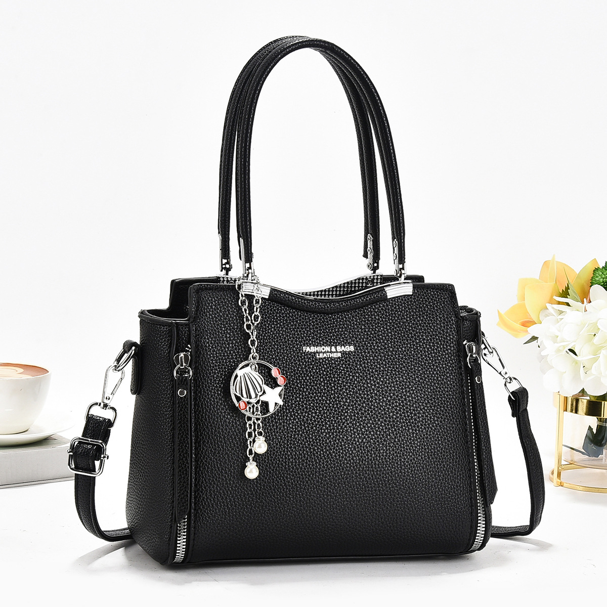 Bolso de madre de mediana edad de gran capacidad para mujer 2025 nuevo bolso atmosférico bolso de mensajero simple bolso de alta gama para mujer