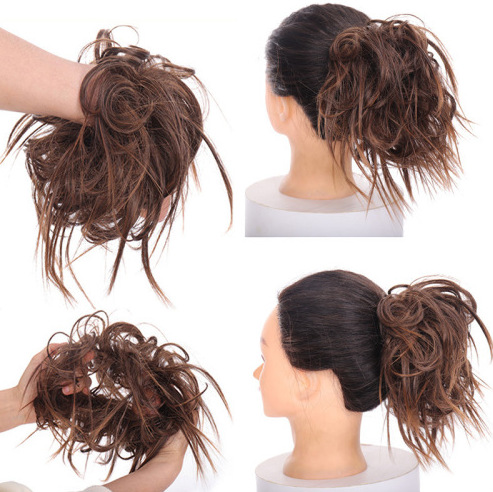 Fábrica de productos europeos y estadounidenses pelucas anillo de cabello femenino desordenado anillo de cabello rizado cabeza pelucas esponjosa micro rollo brotes de flores cabeza femenina